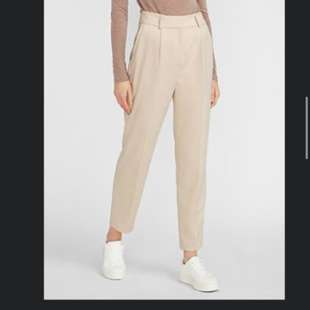 Express high-rise tapered flannel ankle pants 2S